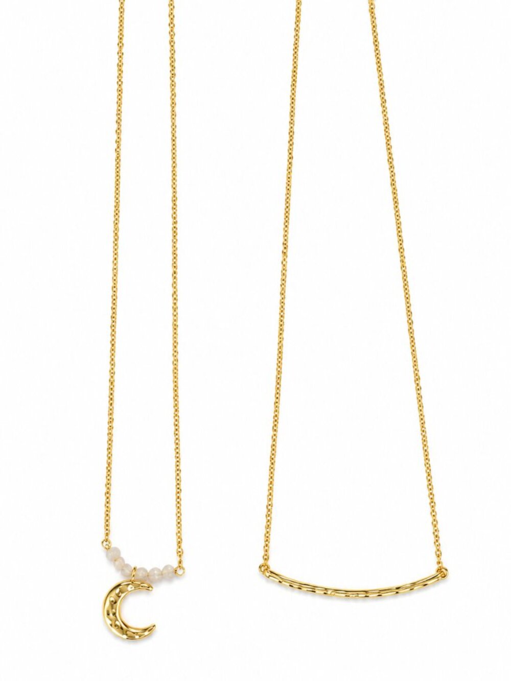 Luna Norte Gold Crescent Moon Beaded Necklace Moonstone
